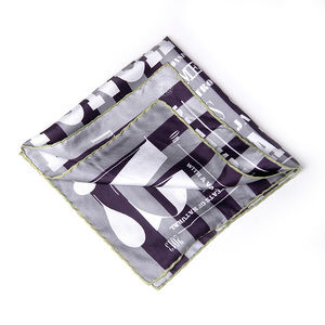 JANE CARR GRAY & NAVY BLUE, WHITE PAISLEY POCKET SQUARE | MENS SIZE 42X42